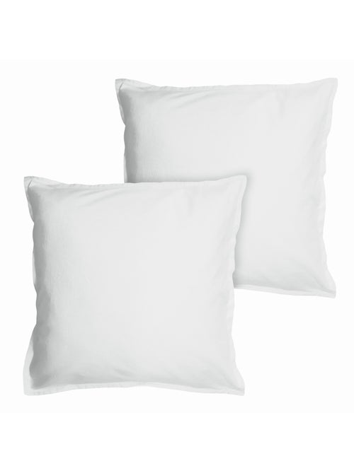 Parure de lit unie en coton taies rectangulaires à volant, COTON LAVÉ - Kiabi