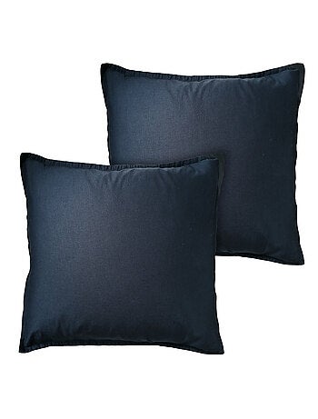 Parure de lit unie en coton taies rectangulaires à volant, COTON LAVÉ