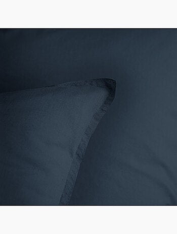 Parure de lit unie en coton taies rectangulaires à volant, COTON LAVÉ