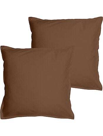 Parure de lit unie en coton taies rectangulaires à volant, COTON LAVÉ