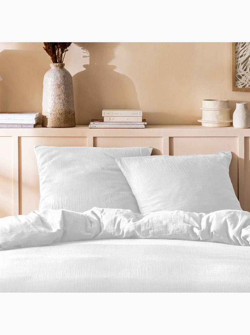 Parure de lit unie en coton Taies rectangulaires, GAZE DE COTON Blanc - Kiabi
