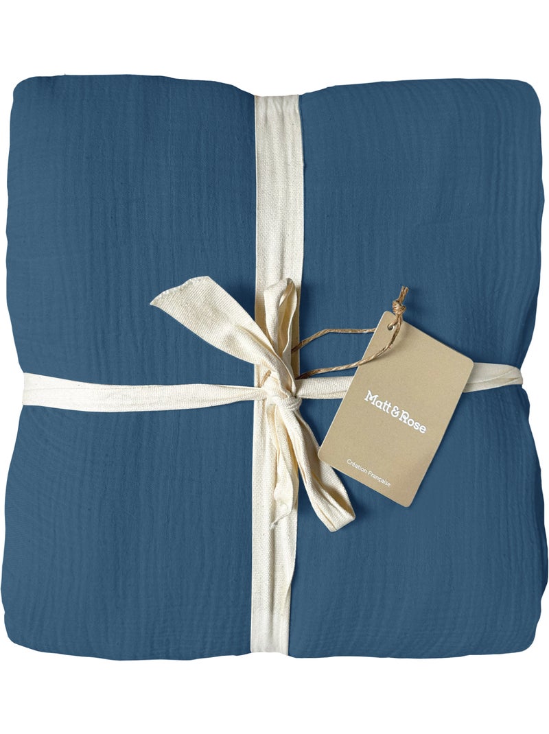 Parure de lit unie en coton Taies rectangulaires, GAZE DE COTON Bleu paon - Kiabi