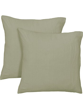 Parure de lit unie en coton Taies rectangulaires, GAZE DE COTON