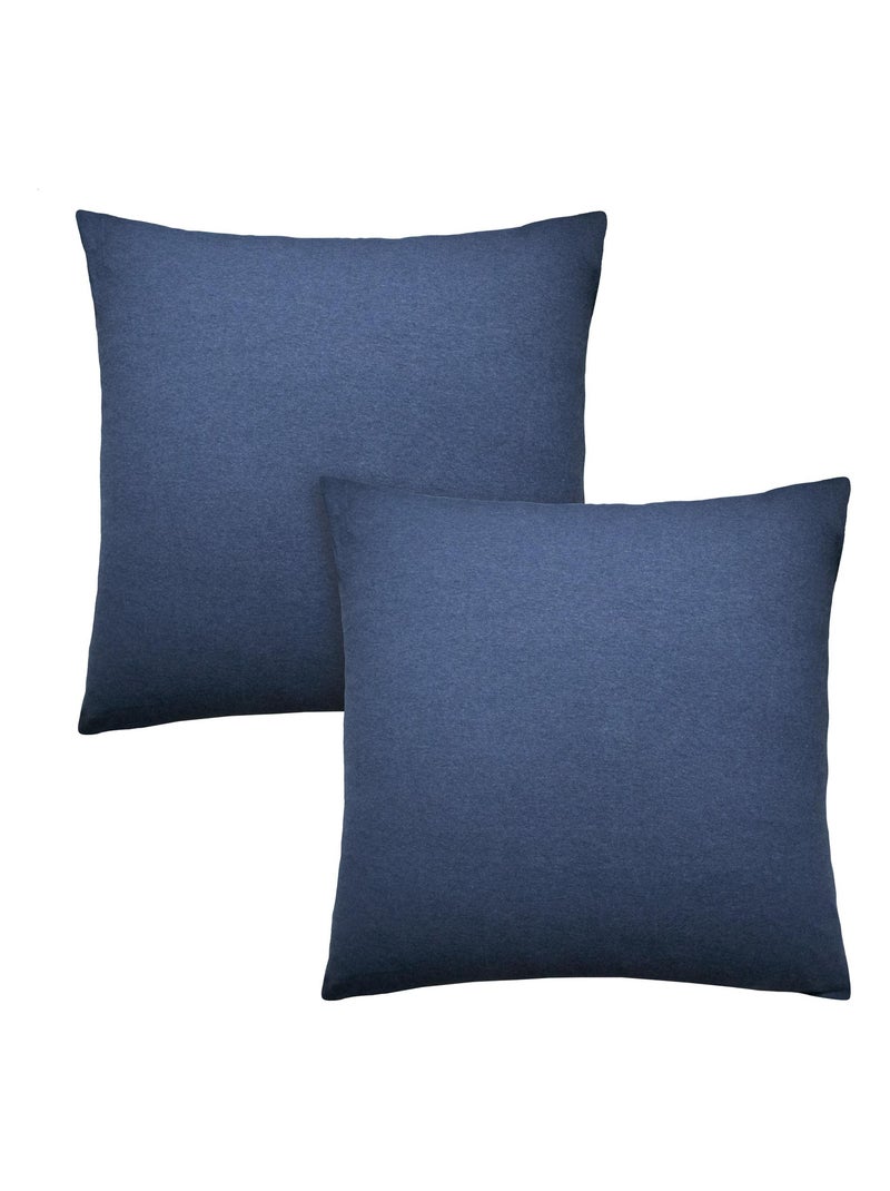 Parure de lit unie en jersey de coton, JERSEY Bleu - Kiabi