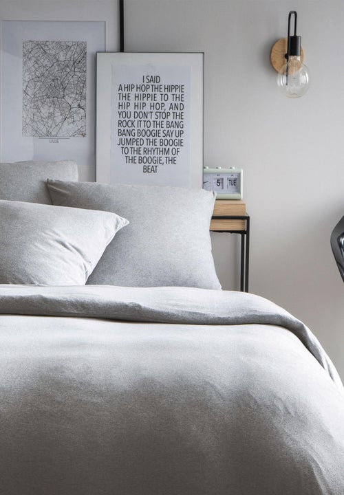 Parure de lit unie en jersey de coton, JERSEY - Kiabi