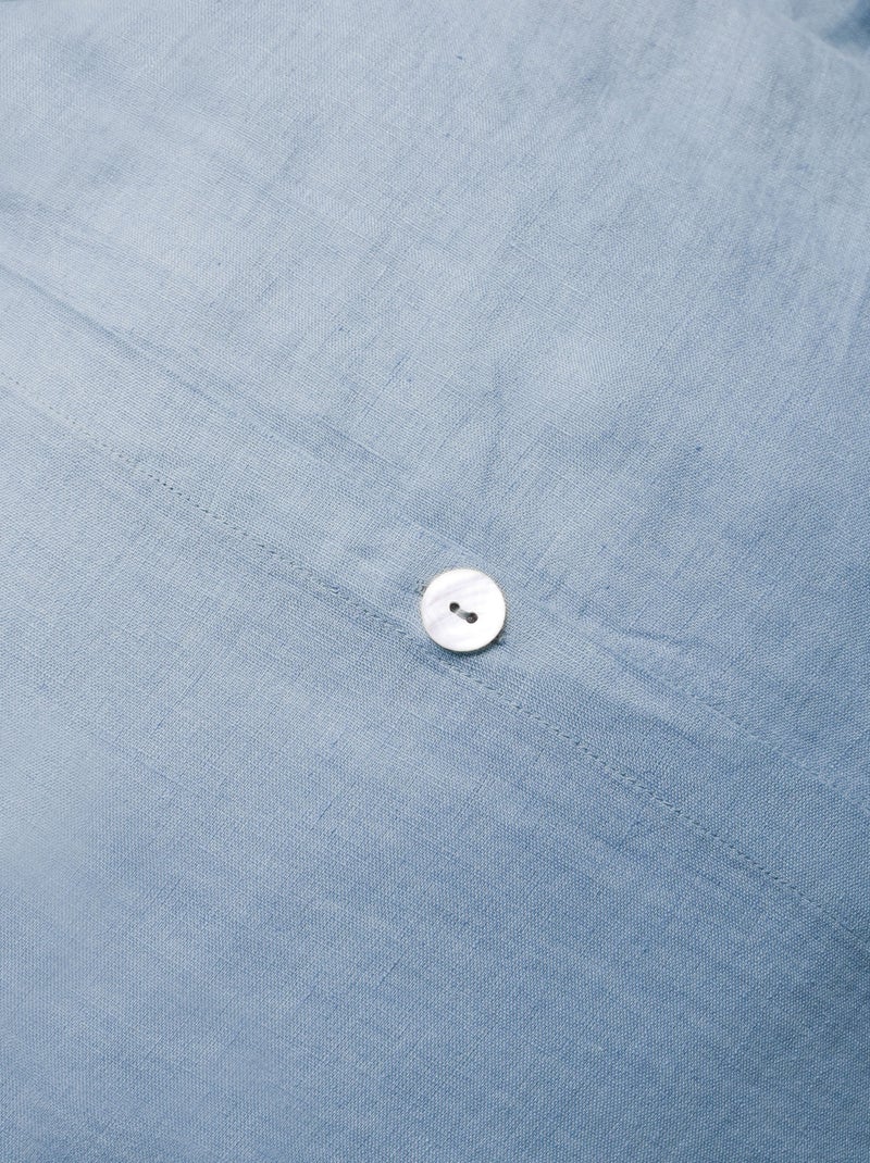 Parure de lit unie en lin Taies carrées, PASSION LIN Bleu clair - Kiabi