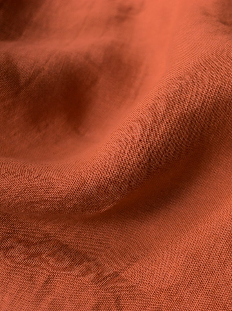 Parure de lit unie en lin Taies carrées, PASSION LIN Rouge clair - Kiabi