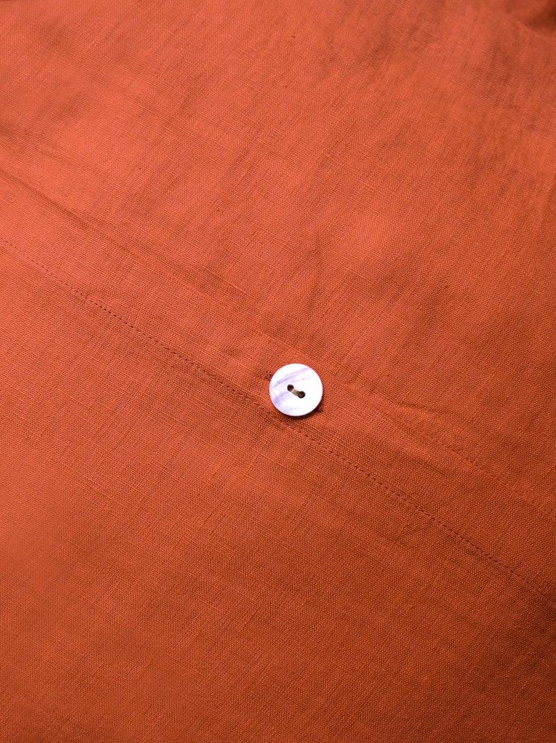 Parure de lit unie en lin Taies carrées, PASSION LIN Rouge clair - Kiabi