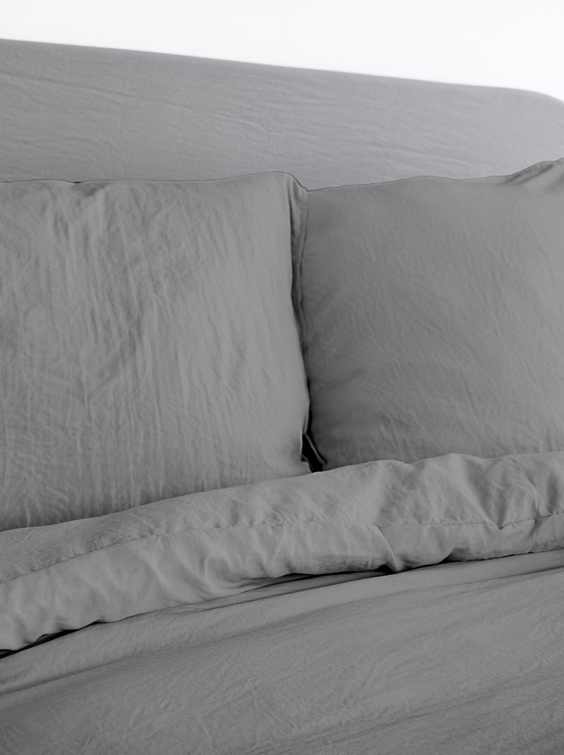 Parure de lit unie ultra douce - 1 ou 2 personnes Anthracite - Kiabi