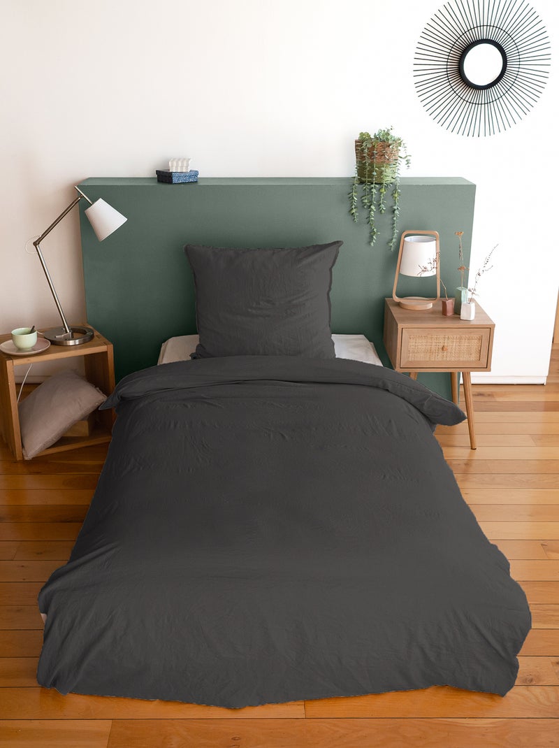 Parure de lit unie ultra douce - 1 ou 2 personnes Noir - Kiabi