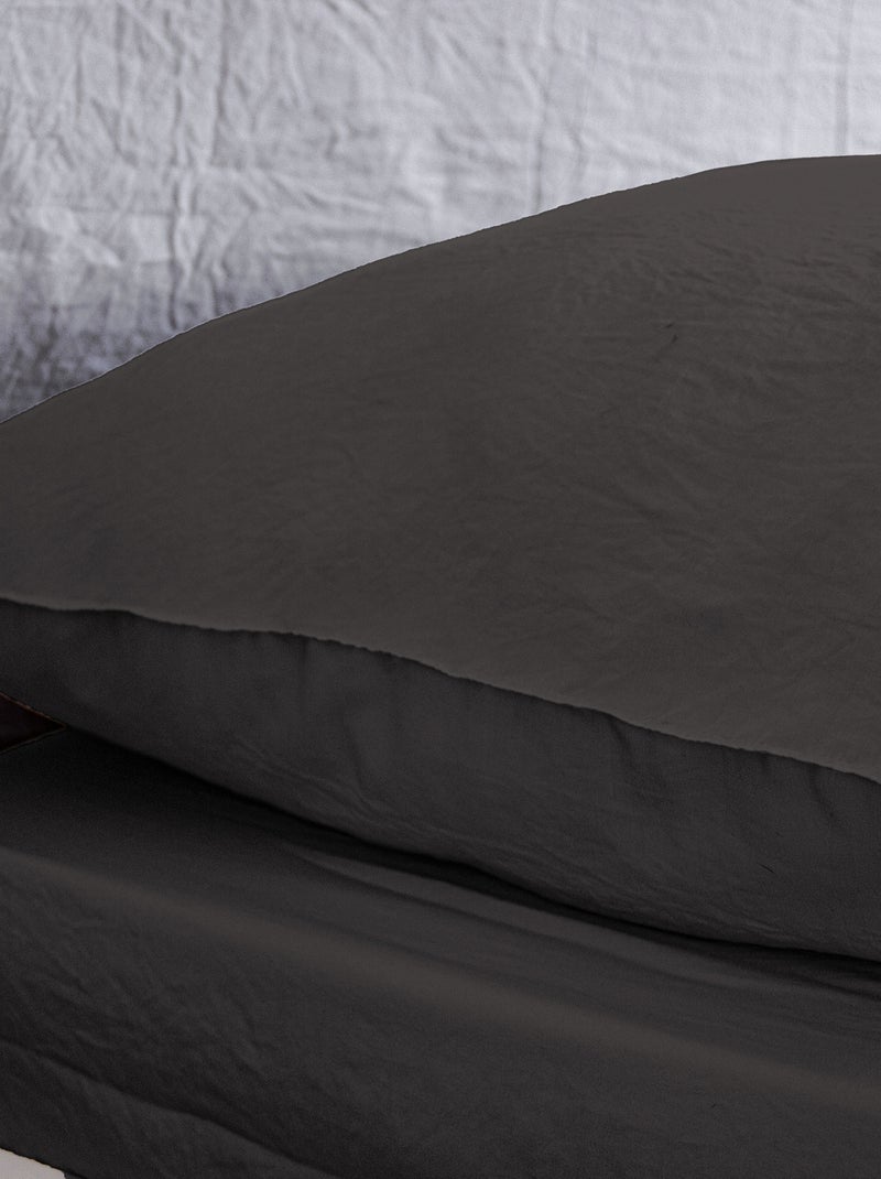 Parure de lit unie ultra douce - 1 ou 2 personnes Noir - Kiabi