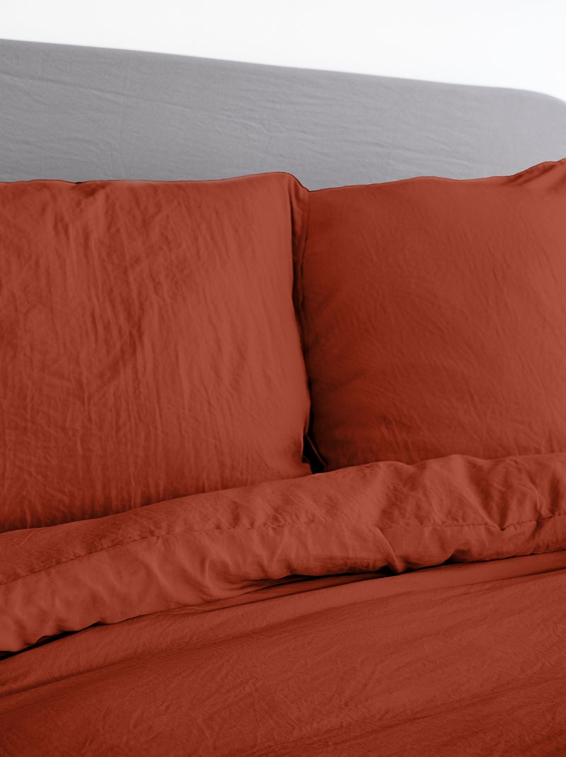 Parure de lit unie ultra douce - 1 ou 2 personnes Terracotta - Kiabi