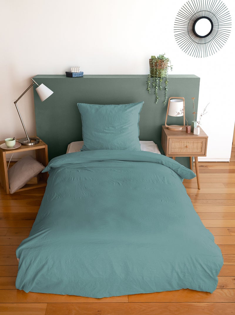 Parure de lit unie ultra douce - 1 ou 2 personnes Vert - Kiabi