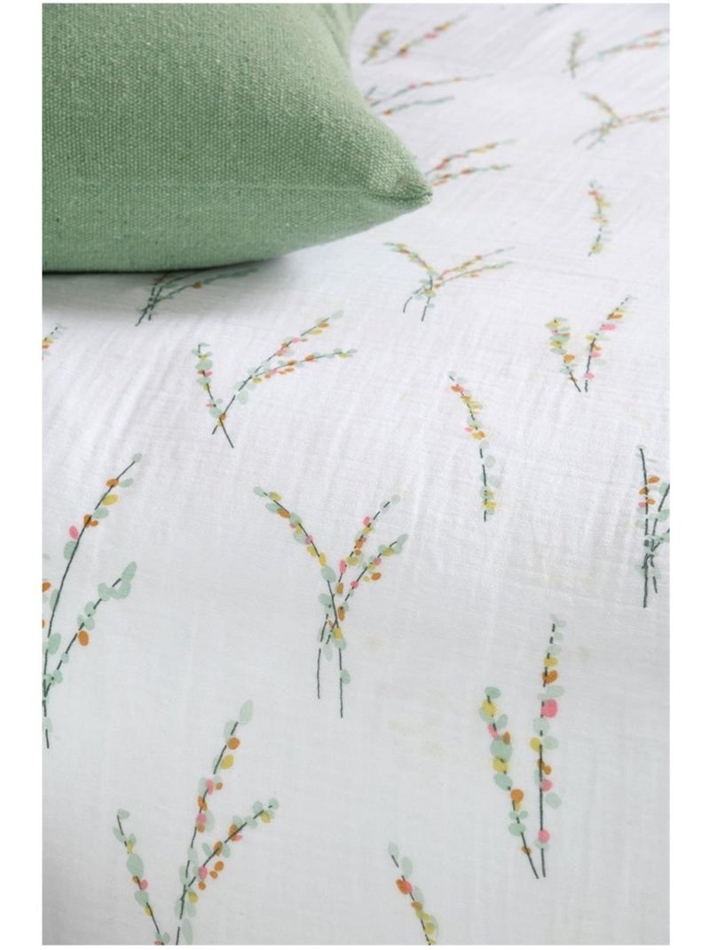 Parure de lit Vegetal en gaze de coton Blanc - Kiabi