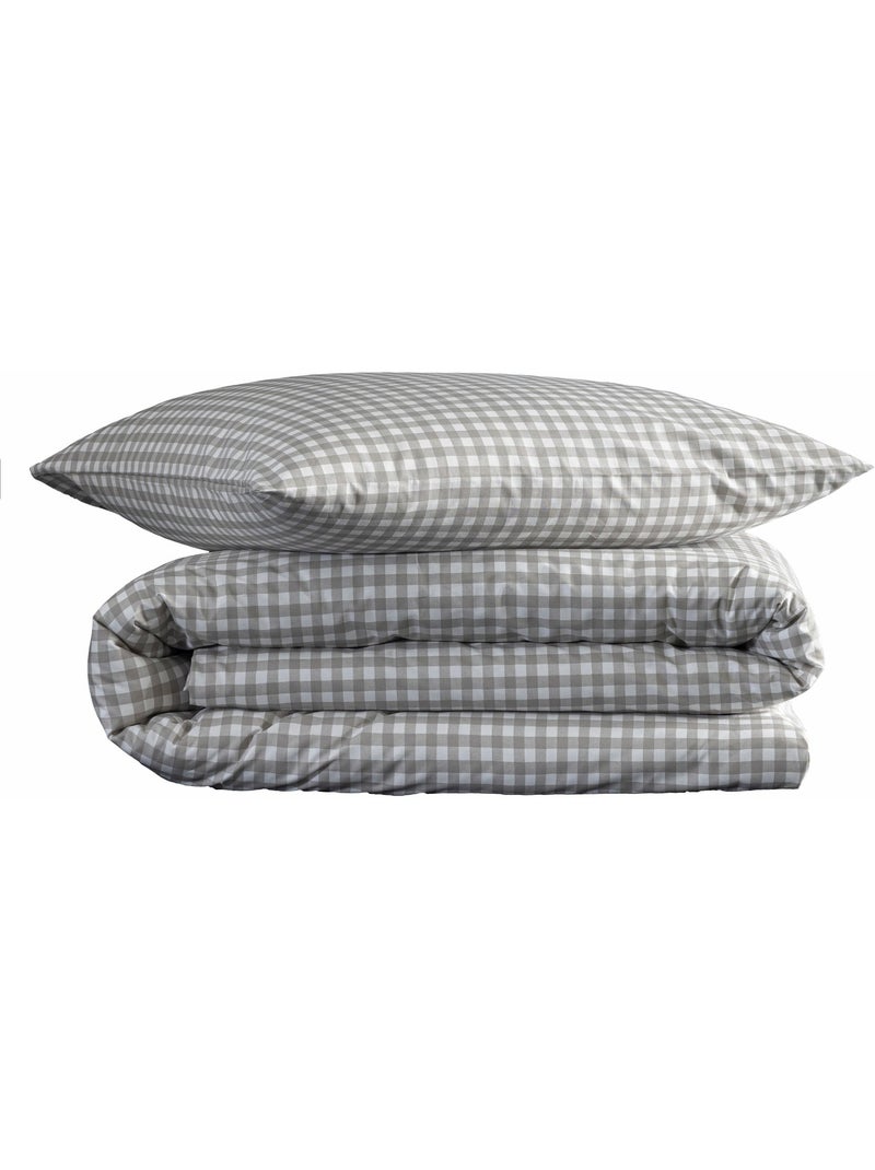 Parure de lit Vichy Beige - Kiabi