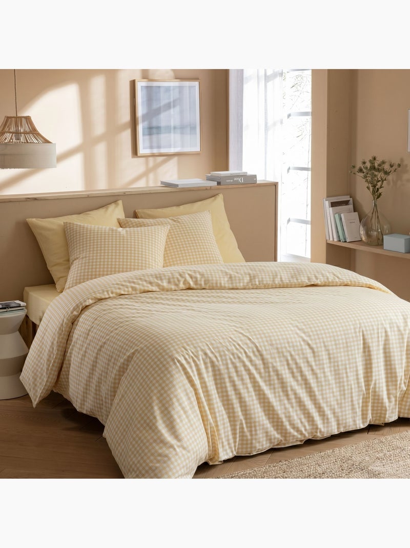 Parure de lit vichy Jaune - Kiabi