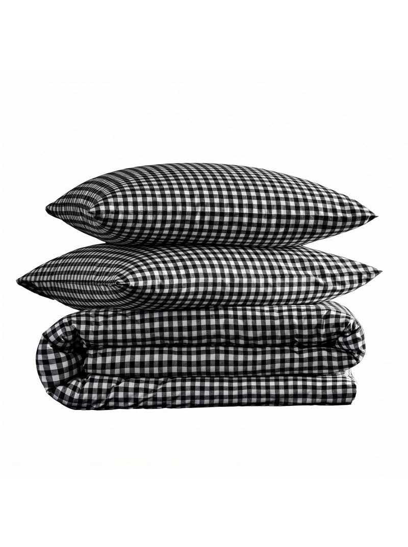 Parure de lit Vichy Noir - Kiabi