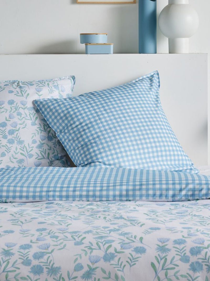 Parure de lit vichy réversible - 2 personnes Bleu - Kiabi