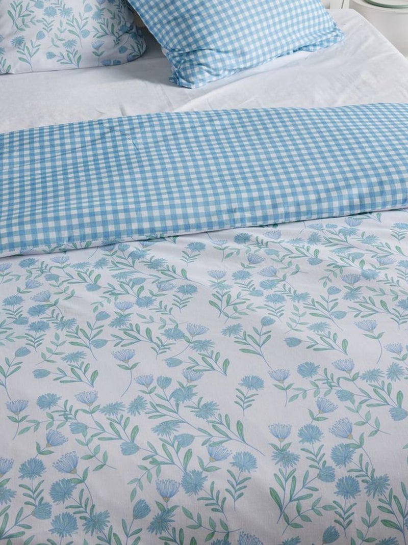 Parure de lit vichy réversible - 2 personnes Bleu - Kiabi