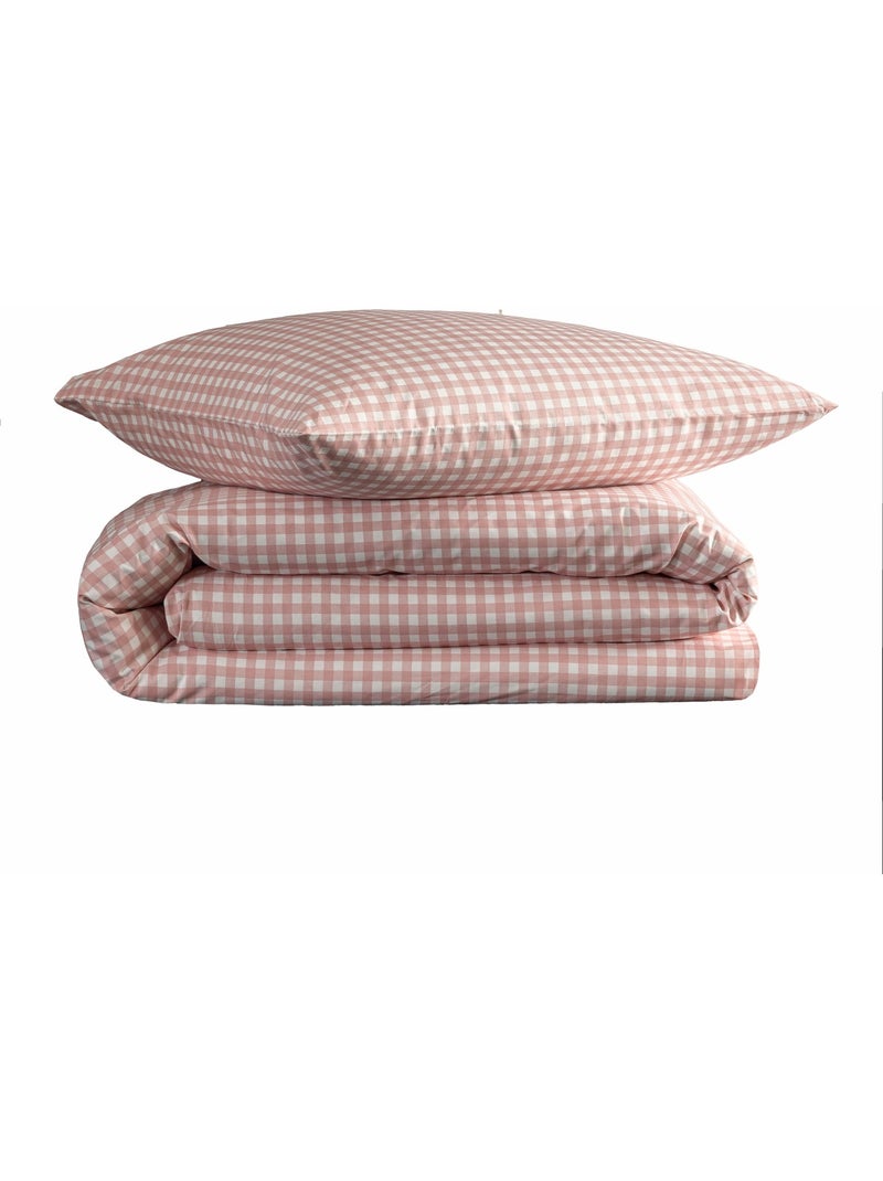 Parure de lit Vichy Rose - Kiabi