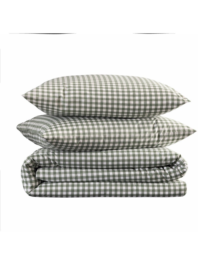 Parure de lit Vichy Vert d'eau - Kiabi