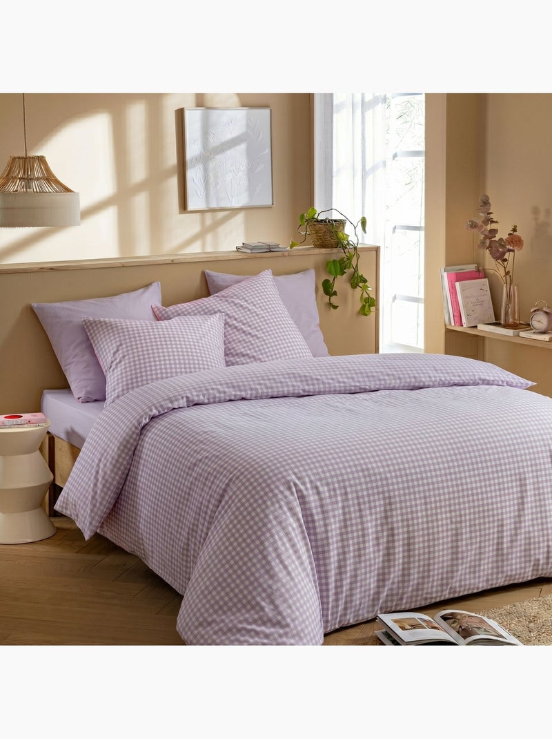Parure de lit Vichy Violet - Kiabi