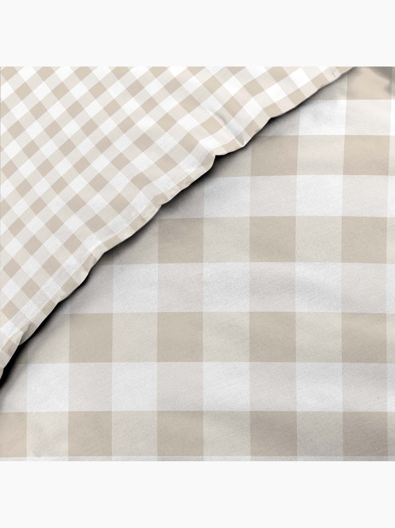 Parure de lit Victoire a carreaux Beige - Kiabi