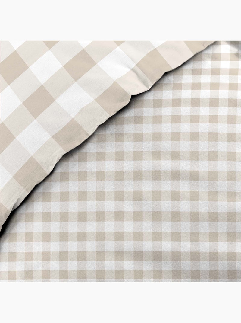 Parure de lit Victoire a carreaux Beige - Kiabi