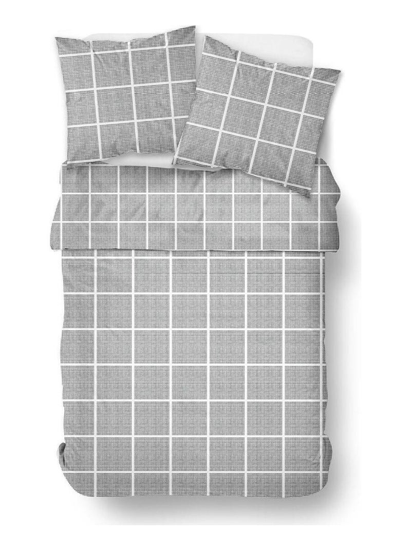 Parure de lit zippée imprimé A carreaux coton MAWIRA ARTHUR Gris - Kiabi