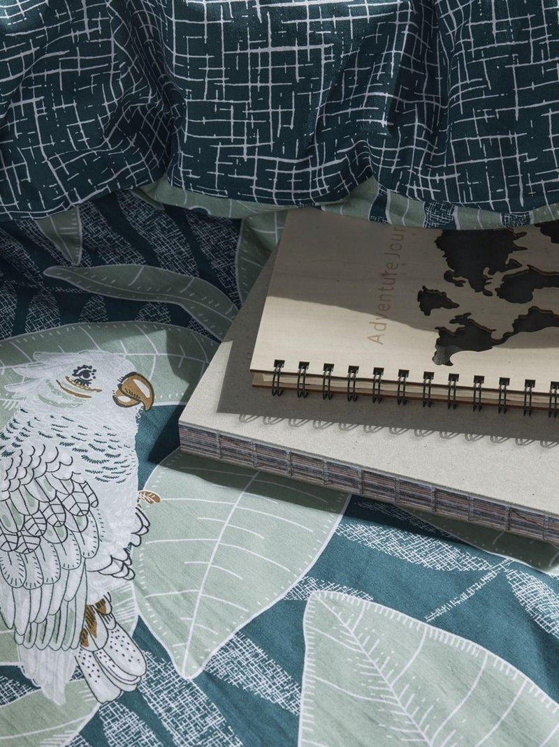 Parure de lit zippée imprimé Floral coton MAWIRA ALBA Bleu - Kiabi