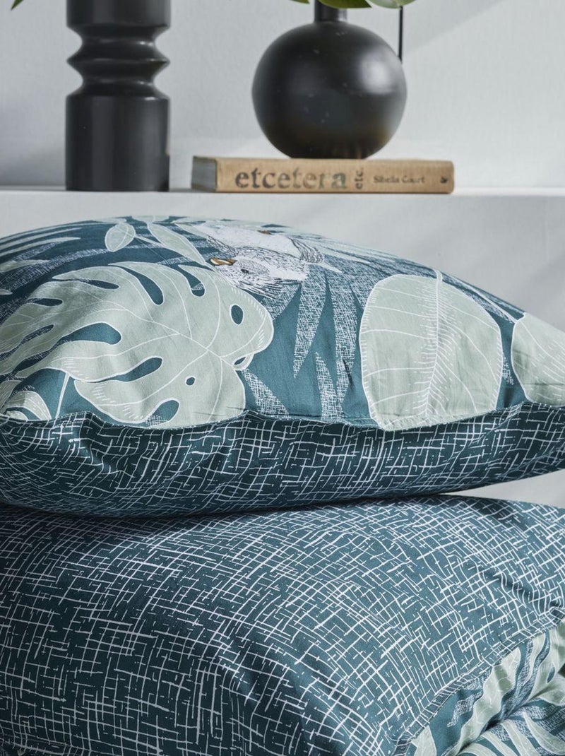 Parure de lit zippée imprimé Floral coton MAWIRA ALBA Bleu - Kiabi