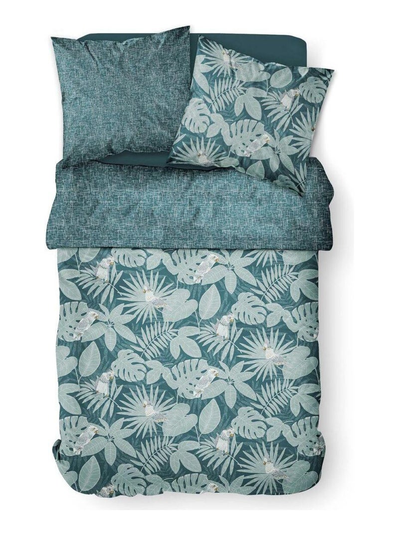 Parure de lit zippée imprimé Floral coton MAWIRA ALBA Bleu - Kiabi