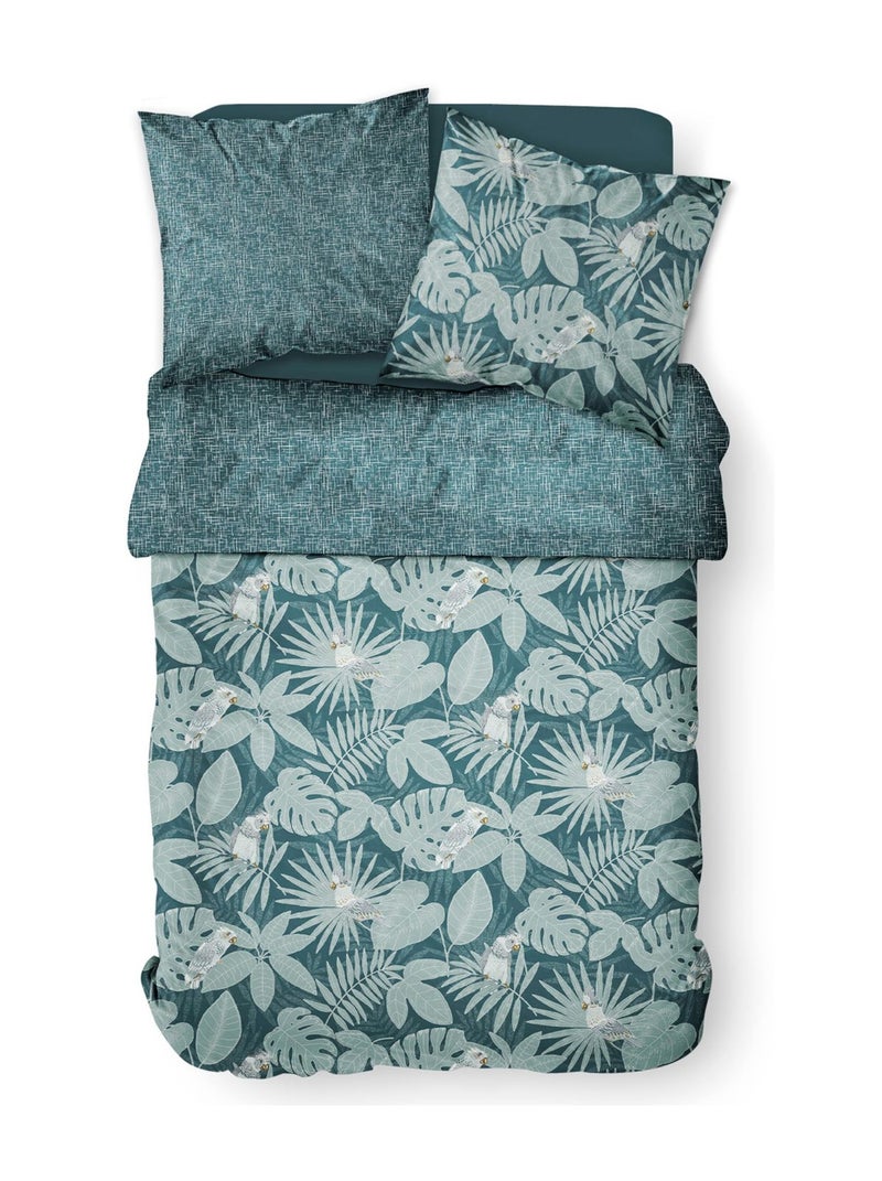 Parure de lit zippée imprimé Floral coton MAWIRA ALBA Bleu - Kiabi