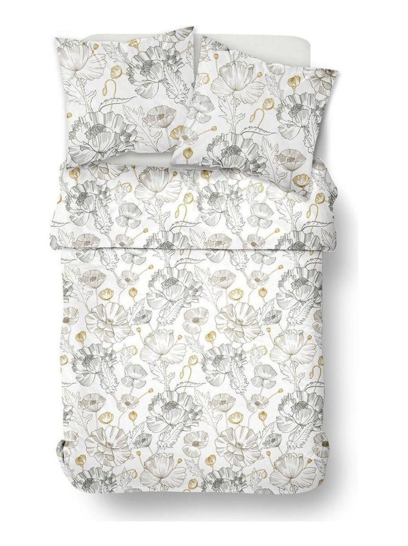 Parure de lit zippée imprimé Floral coton MAWIRA AUGUSTE Blanc - Kiabi