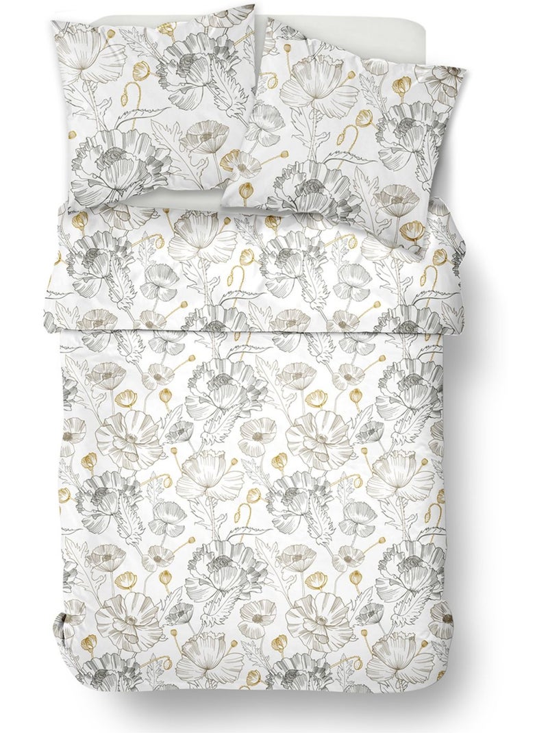 Parure de lit zippée imprimé Floral coton MAWIRA AUGUSTE Blanc - Kiabi