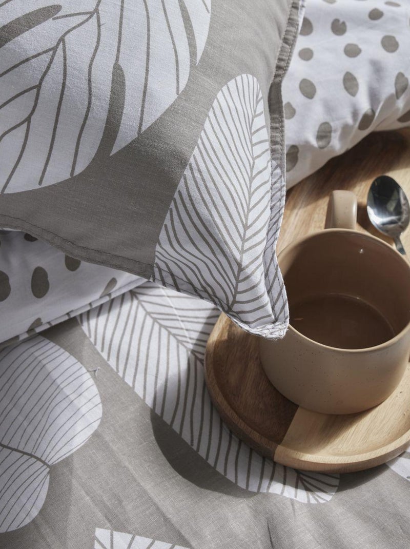 Parure de lit zippée imprimé Floral coton MAWIRA AUGUSTINE Beige - Kiabi