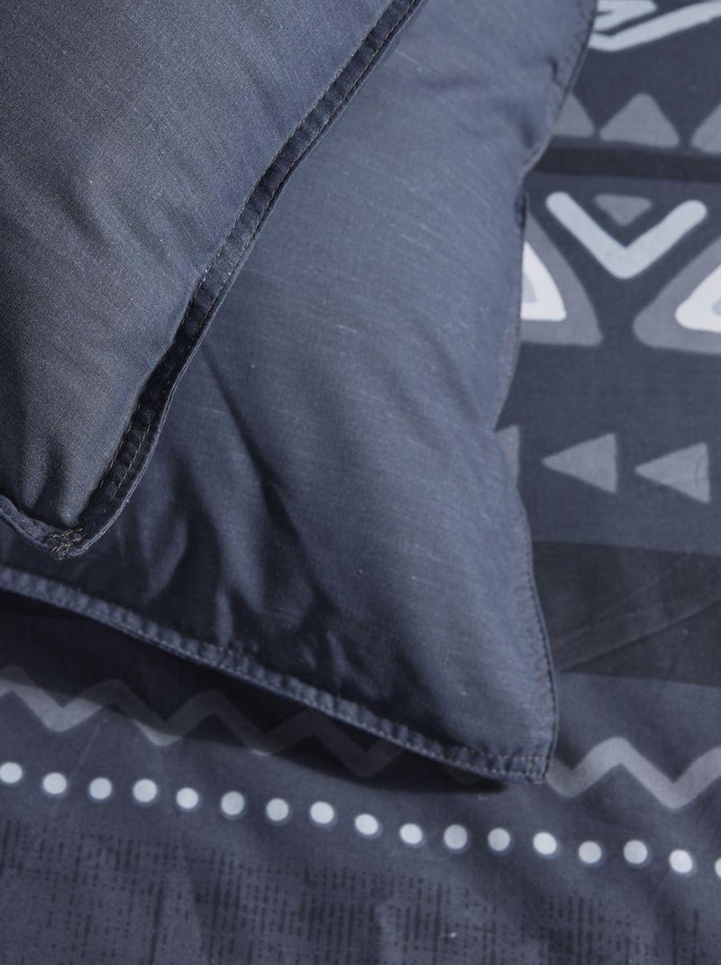 Parure de lit zippée imprimé Géométrique coton MAWIRA ALICE gris anthracite - Kiabi