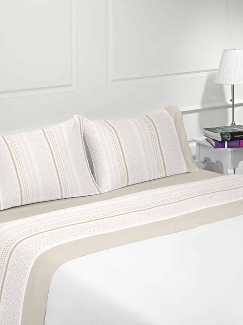 Parure drap de lit en coton flanelle 57 fils imprimé BERLIN - Kiabi