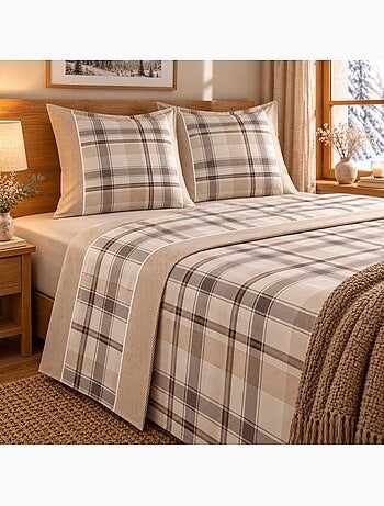 Parure drap de lit en coton flanelle 57 fils imprimé bologne
