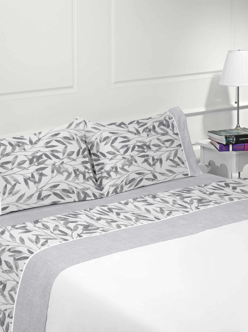 Parure drap de lit en coton flanelle 57 fils imprimé INDICO - Kiabi