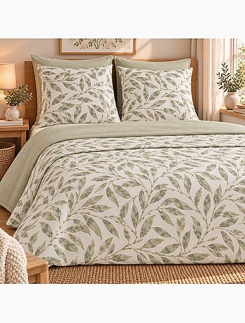 Parure drap de lit en coton flanelle 57 fils imprimé INDICO
