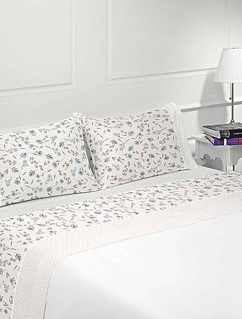 Parure drap de lit en coton flanelle 57 fils imprimé MEDITERRANEAO