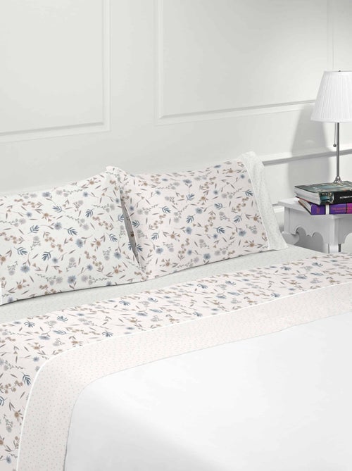 Parure drap de lit en coton flanelle 57 fils imprimé MEDITERRANEAO - Kiabi