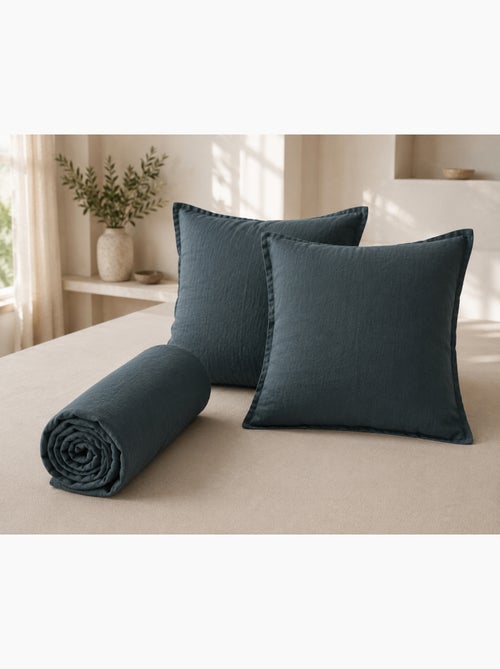 Parure Drap Housse + 2 Taies 60x60 cm 100% Lin Français - Kiabi