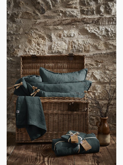 Parure Drap Housse + 2 Taies 60x60 cm 100% Lin Français - Kiabi