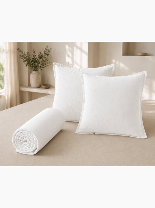 Parure Drap Housse + 2 Taies 60x60 cm 100% Lin Français - Kiabi