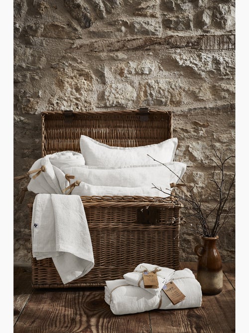 Parure Drap Housse + 2 Taies 60x60 cm 100% Lin Français - Kiabi