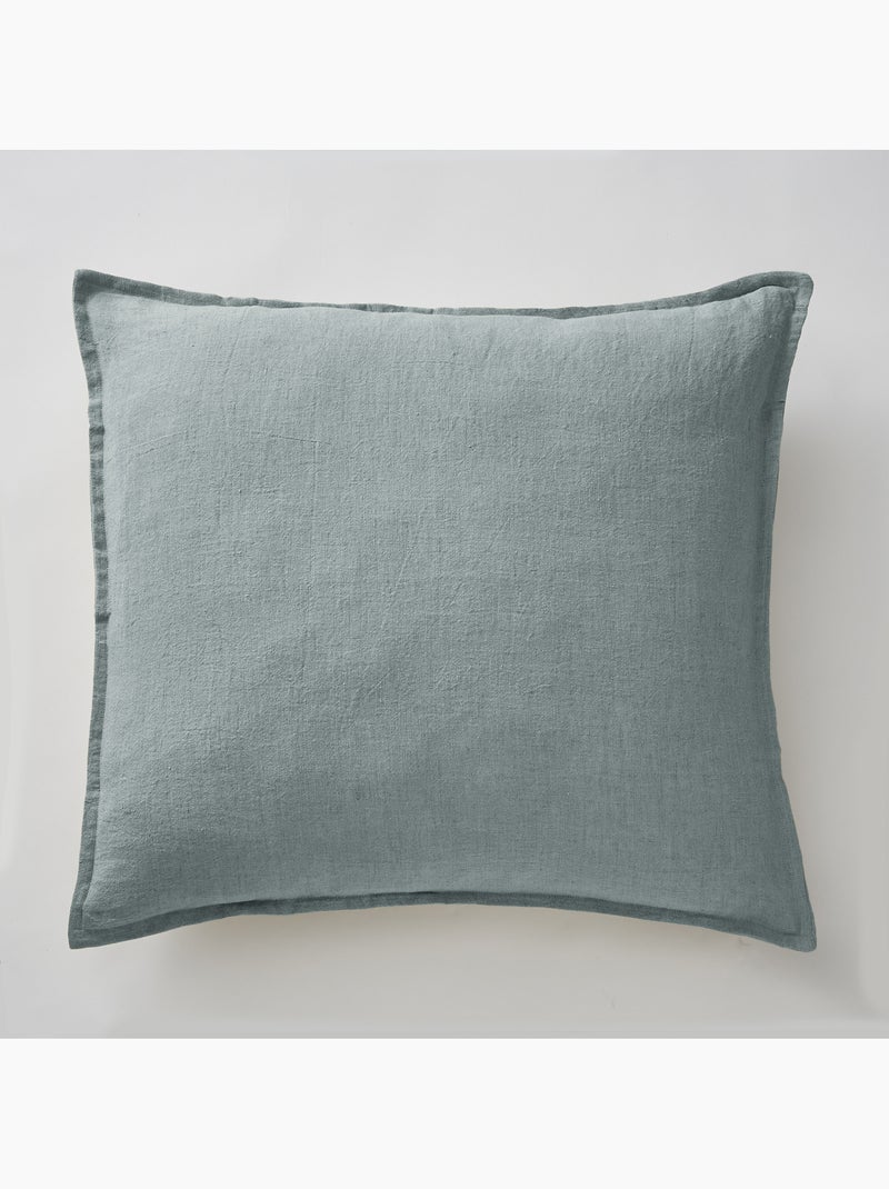 Parure Drap Housse + 2 Taies 60x60 cm 100% Lin Français Bleu azur - Kiabi