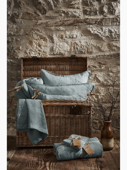 Parure Drap Housse + 2 Taies 60x60 cm 100% Lin Français - Kiabi