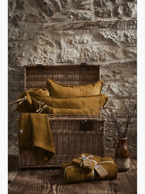 Parure Drap Housse + 2 Taies 60x60 cm 100% Lin Français - Kiabi
